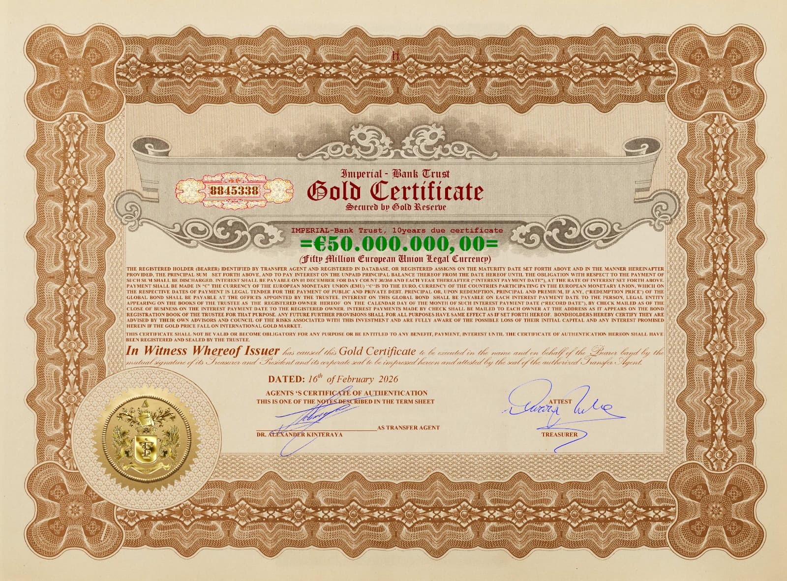 Registration of 360,000 BCG Tokens