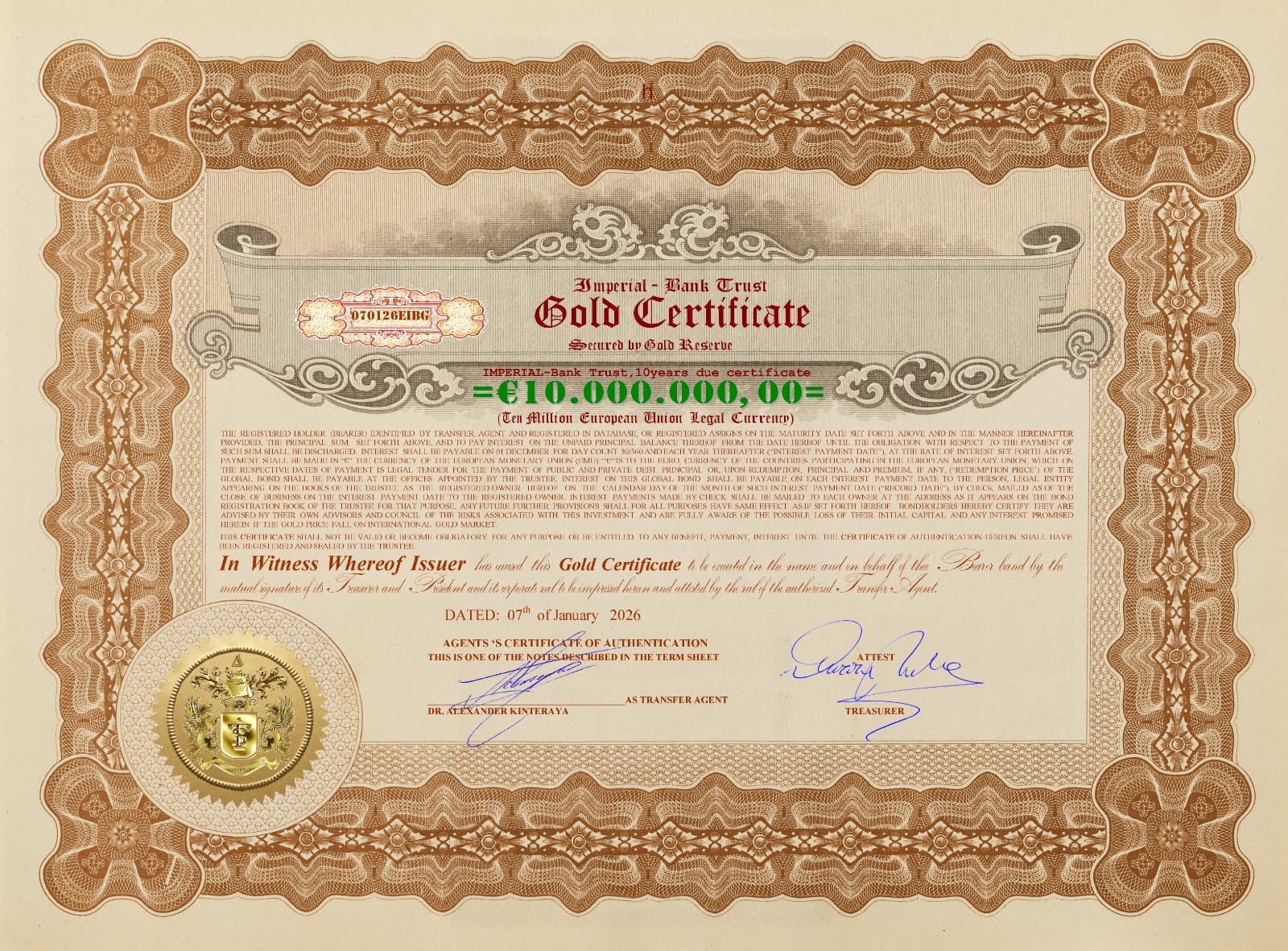 Registration of 90,000 BCG Tokens