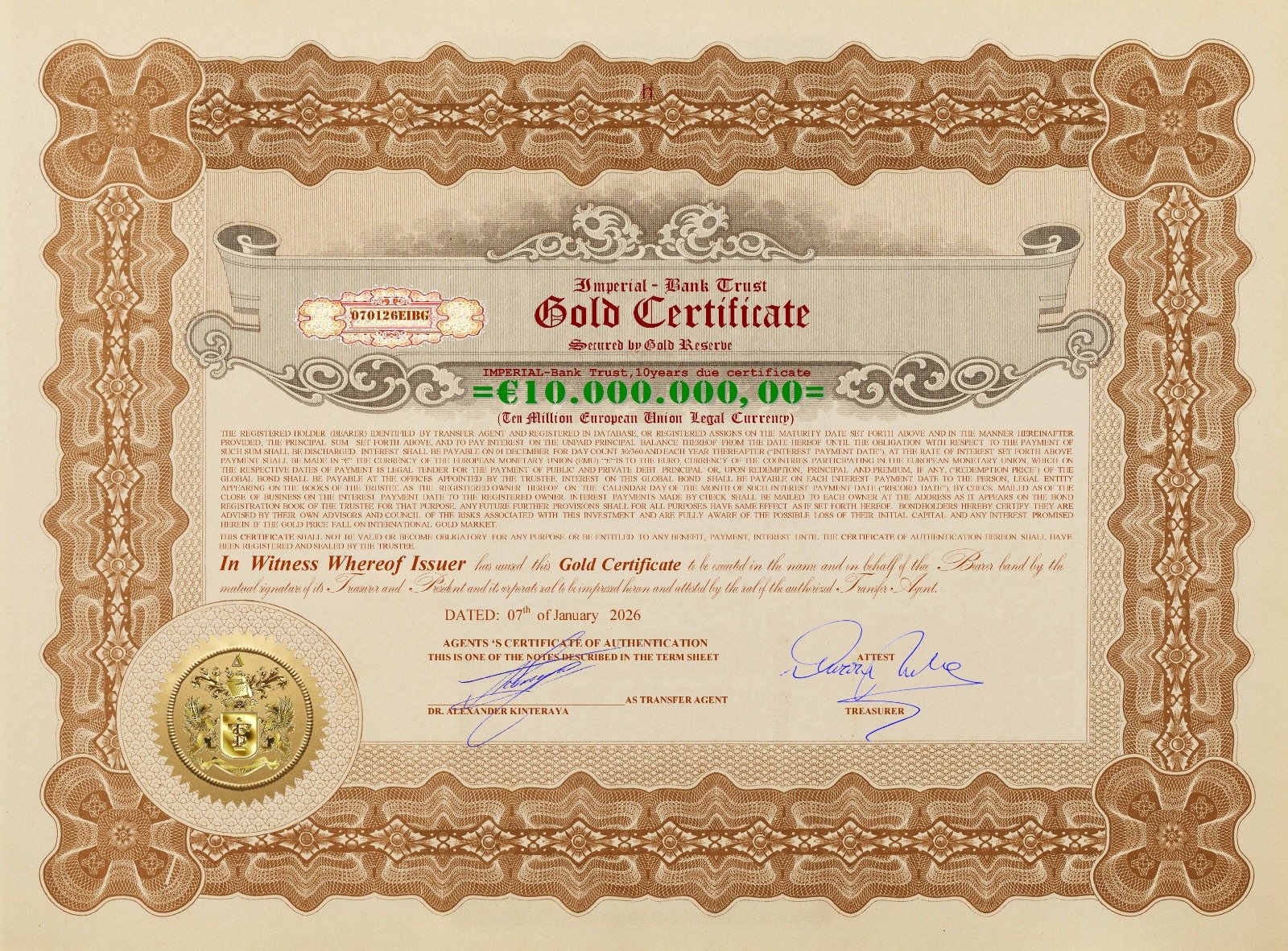 Registration of 90,000 BCG Tokens